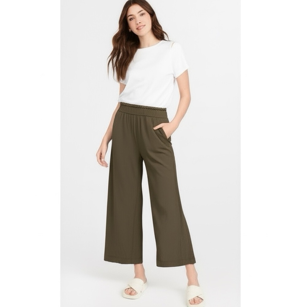 Rachel Rachel Roy Wide Leg Crop Pants Neutral Earth Tone Pull On Stretchy Sz S